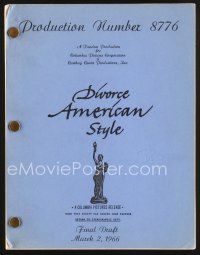 1y187 DIVORCE AMERICAN STYLE revised final draft script February 21, 1966, screenplay by Norman Lear