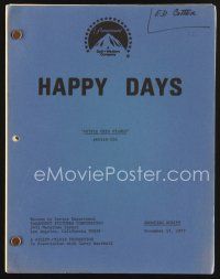 1y197 HAPPY DAYS TV shooting script November 17, 1977, screenplay for Potsie Gets Pinned!