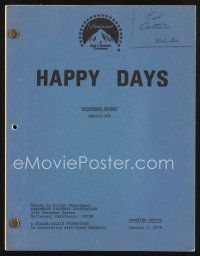 1y196 HAPPY DAYS TV shooting script January 5, 1978, screenplay for Spunkless Spunky!