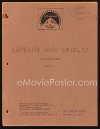 1y205 LAVERNE & SHIRLEY TV revised shooting script Nov 21, 1978, screenplay for It's a Dog's Life!