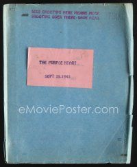 1y215 PURPLE HEART final draft script September 25, 1943, screenplay by Jerome Cady!