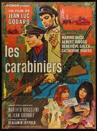 1z121 CARABINEERS French 1p '63 Jean-Luc Godard's Les Carabiniers, cool art by Jean Barnoux!