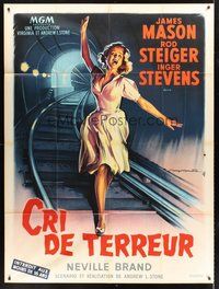 1z136 CRY TERROR French 1p '58 Inger Stevens, different noir art by Roger Soubie!
