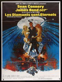 1z142 DIAMONDS ARE FOREVER French 1p R80s art of Sean Connery as James Bond by Robert McGinnis!