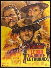 1z184 GOOD, THE BAD & THE UGLY French 1p R70s Clint Eastwood, Lee Van Cleef, Leone, Mascii art!