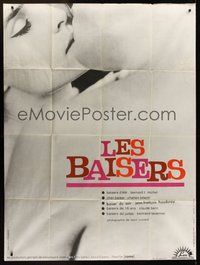 1z240 LES BAISERS French 1p '64 super close up of naked lovers kissing by Raoul Coutard!