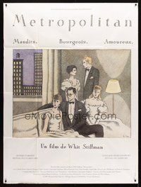1z270 METROPOLITAN French 1p '90 Whit Stillman's film about the downwardly mobile, art by Le-Tan!