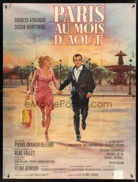 1z294 PARIS AU MOIS D'AOUT French 1p '66 art of Charles Aznavour & Hampshire by Jean Mascii!
