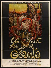 1z338 SQUIRM French 1p '76 gruesome Drew Struzan art, it was the night of the crawling terror!