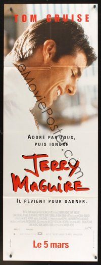 1z039 JERRY MAGUIRE DS French door-panel '96 close up of Tom Cruise, directed by Cameron Crowe!