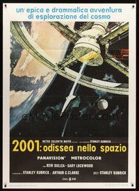 1z424 2001: A SPACE ODYSSEY Italian 1p R70s Stanley Kubrick, art of space wheel by Bob McCall!