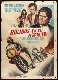 1z629 BOLIDI SULL'ASFALTO A TUTTA BIRRA Italian 1p '70 cool Piovano artwork of motorcycle racing!