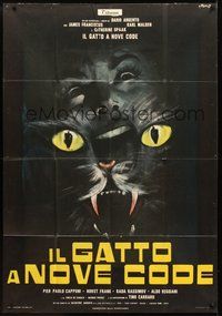 1z636 CAT O' NINE TAILS Italian 1p '71 Dario Argento's Il Gatto a Nove Code, wild horror art of cat!