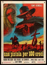 1z681 GUNMAN OF ONE HUNDRED CROSSES Italian 1p '71 cool spaghetti western art by P. Franco!