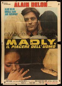 1z716 LOVE MATES Italian 1p '71 Madly, c/u of Alain Delon between Mireille Darc & Jane Davenport!!