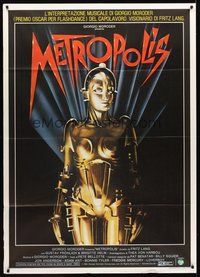 1z474 METROPOLIS Italian 1p R84 Fritz Lang classic, great art of female robot by Nikosey!