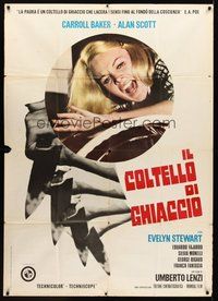 1z763 SILENT HORROR Italian 1p '72 Umberto Lenzi's Il Coltello Di Ghiaccio, Carroll Baker