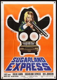 1z769 SUGARLAND EXPRESS Italian 1p '74 Steven Spielberg, Goldie Hawn, cool different art!
