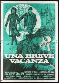 1z519 BRIEF VACATION Italian 2p '75 Vittorio De Sica's Una breve vacanza, art by Piero!