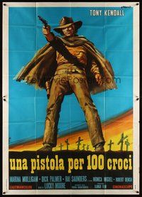 1z541 GUNMAN OF ONE HUNDRED CROSSES Italian 2p '71 cool spaghetti western art by P. Franco!