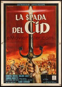 1z586 SWORD OF EL CID style A Italian 2p '62 cool completely different art by Roldolfo Gasparri!