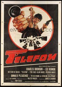 1z587 TELEFON Italian 2p '78 great artwork, they'll do anything to stop Charles Bronson!