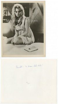 2a079 BRIGITTE BARDOT 8x10 still '59 seated on bed looking at mirror from A Woman Like Satan!