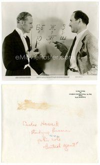 2a081 BRITISH AGENT candid 7.5x9.25 still '34 Leslie Howard being taught Russian for his movie role!