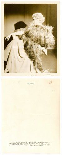 2a200 ESTHER RALSTON 8x10 still '34 incredible profile portrait with ostrich feather cape!