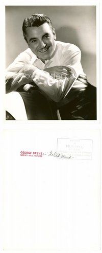 2a226 GEORGE BRENT 8x10 still '39 smiling seated portrait of the handsome star by Hurrell!