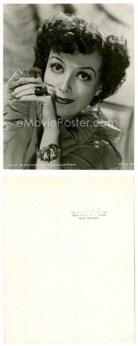 2a313 JOAN CRAWFORD 7.5x9.5 still '30s super close up smiling portrait wearing cool jewelry!