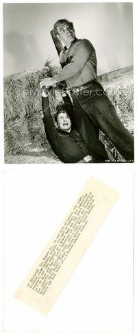 2a497 OF MICE & MEN 7.75x9.5 still '40 best image of Lon Chaney Jr. crushing Bob Steele's hand!