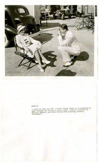 2a591 STOWAWAY candid 8x10 still '36 Robert Young taking candid photo of Alice Faye between scenes!