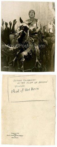 2a603 THIEF OF BAGDAD 7.25x9.25 still '24 great close up of Douglas Fairbanks riding on horse!