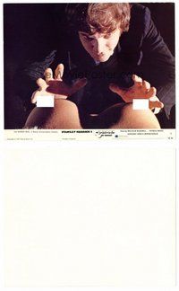 2a135 CLOCKWORK ORANGE color 8x10 still #9 '72 c/u of Malcolm McDowell reaching for girl's breasts!