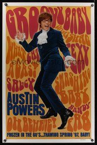 2b009 AUSTIN POWERS: INT'L MAN OF MYSTERY teaser 1sh '97 Mike Myers is frozen in the 60s!