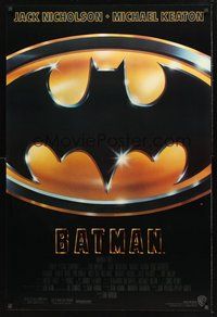 2b123 BATMAN style D int'l 1sh '89 Michael Keaton, Jack Nicholson, directed by Tim Burton!