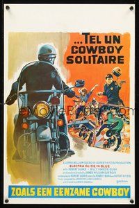 2b488 ELECTRA GLIDE IN BLUE Belgian '73 different art of motorcycle cop Robert Blake in action!