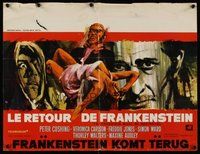 2b502 FRANKENSTEIN MUST BE DESTROYED Belgian '70 Ray artwork of Peter Cushing, monster & sexy girl