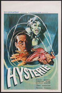 2b529 HYSTERIA Belgian '65 Robert Webber, Hammer horror, it will shock you out of your seat!