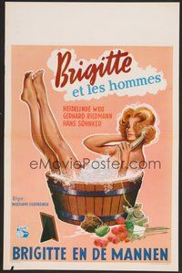 2b532 ICH HEIRATE HERRN DIREKTOR Belgian '60 Heidelinde Weis, art of sexy woman bathing in tub!