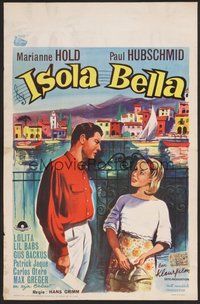2b536 ISOLA BELLA Belgian '61 romantic Wik art of couple, Marianne Hold, Paul Hubschmid!