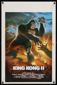 2b543 KING KONG LIVES English/Belgian '86 great artwork of huge unhappy ape attacked by army!