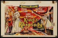 2b544 KING'S RHAPSODY Belgian '56 art of Anna Neagle, Errol Flynn & Patrice Wymore