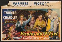 2b550 LADY TAKES A FLYER Belgian '58 different art of Jeff Chandler & sexy Lana Turner in plane!