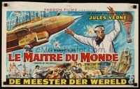 2b575 MASTER OF THE WORLD Belgian '61 Jules Verne, Vincent Price, art of enormous flying machine!