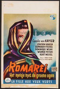 2b624 ROMAREI Belgian '58 Romarei das Madchen mit den grunen Augen, cool art of hooded woman!