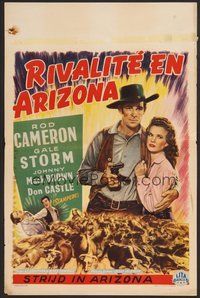 2b649 STAMPEDE Belgian '49 cowboy Rod Cameron with revolver & Gale Storm!