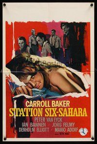 2b651 STATION SIX-SAHARA Belgian '62 super sexy Carroll Baker is alone with five men in the desert!
