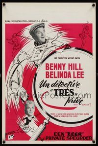 2b697 WHO DONE IT Belgian '56 wacky artwork of Benny Hill w/bloodhound & Belinda Lee!